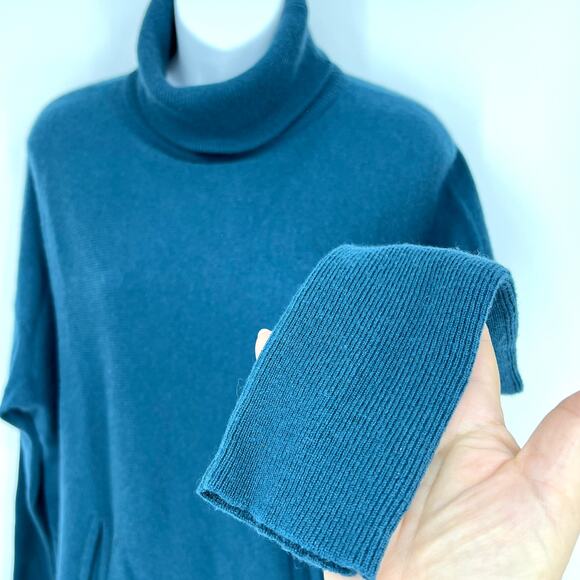 Garnet Hill Cashmere Teal Turtleneck Tunic Sweater Size XS - Picture 3 of 10